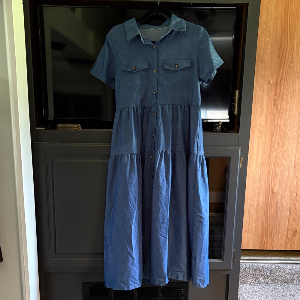 Blue Denim Button-Up Dress